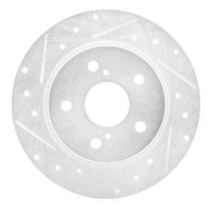 Scion tC Brake Rotor (1) - Rear Left - R1 Concepts - Drilled & Slotted - Silver - `11-`16